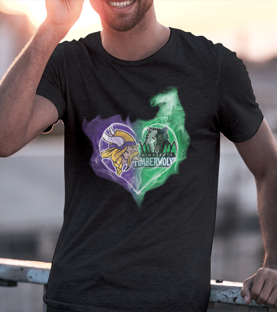 Vikings Minnesota Timberwolves Heart Logo Fusion T-Shirt