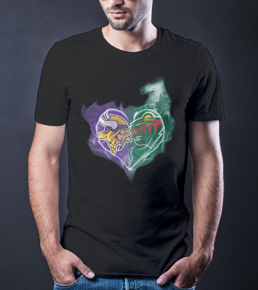 Vikings Minnesota Wild Heart Logo Fusion T-Shirt