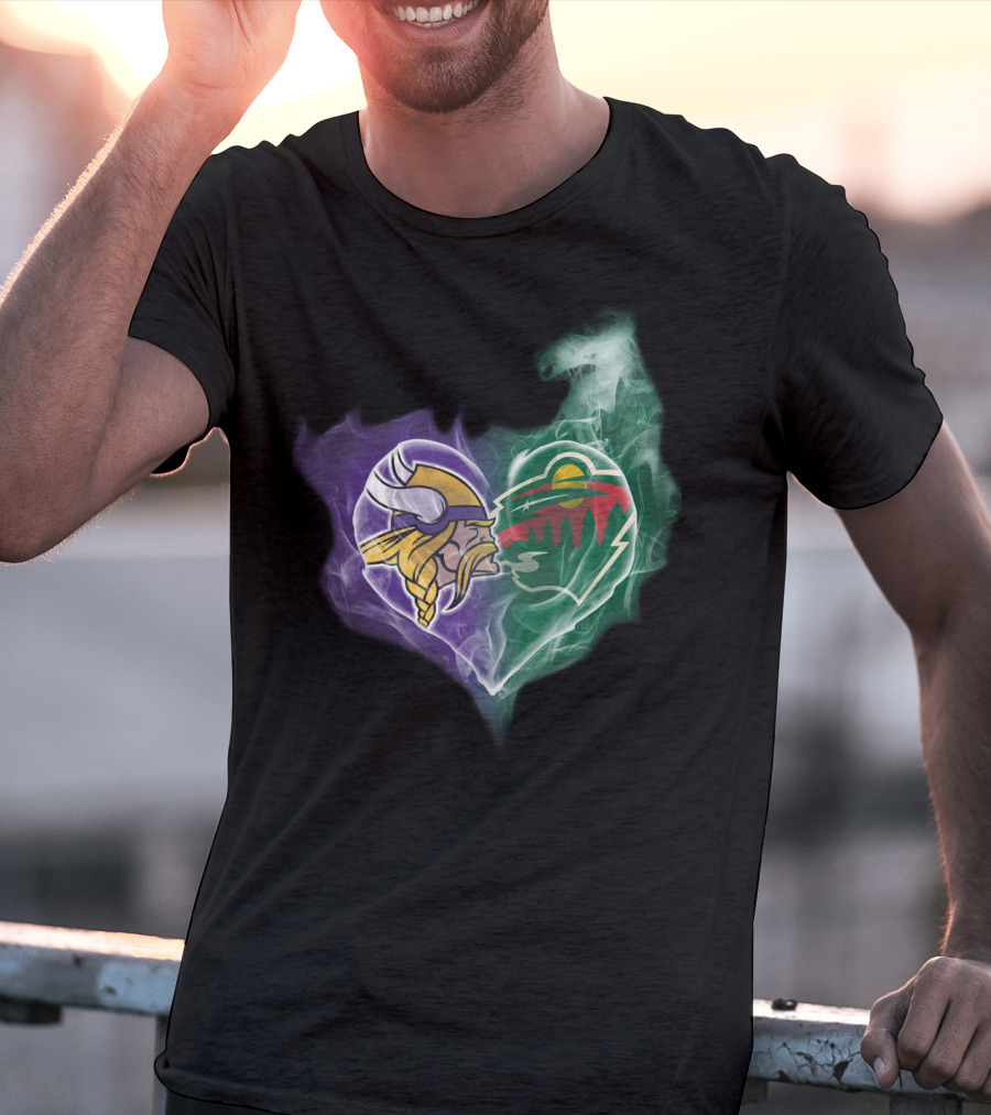 Vikings Minnesota Wild Heart Logo Fusion T-Shirt