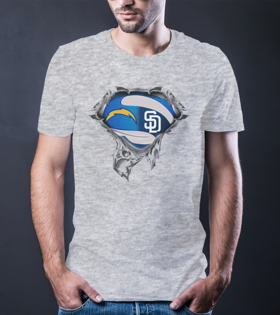 Chargers Padres Superhero Logo Fusion T-Shirt