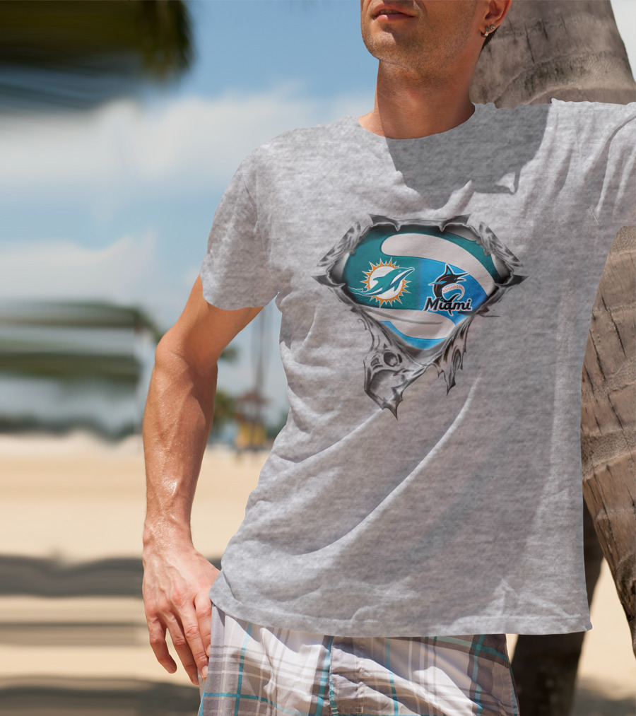 Miami Dolphins Marlins Logos T-Shirt
