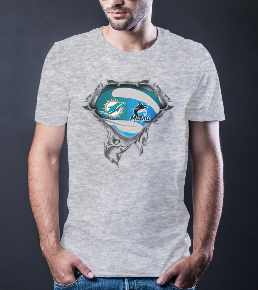 Miami Dolphins Marlins Logos T-Shirt