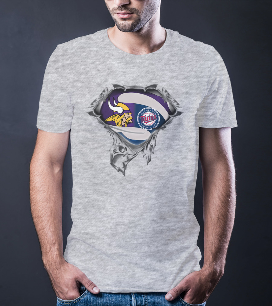 Minnesota Vikings Twins Baseball Crossover Fan T-Shirt