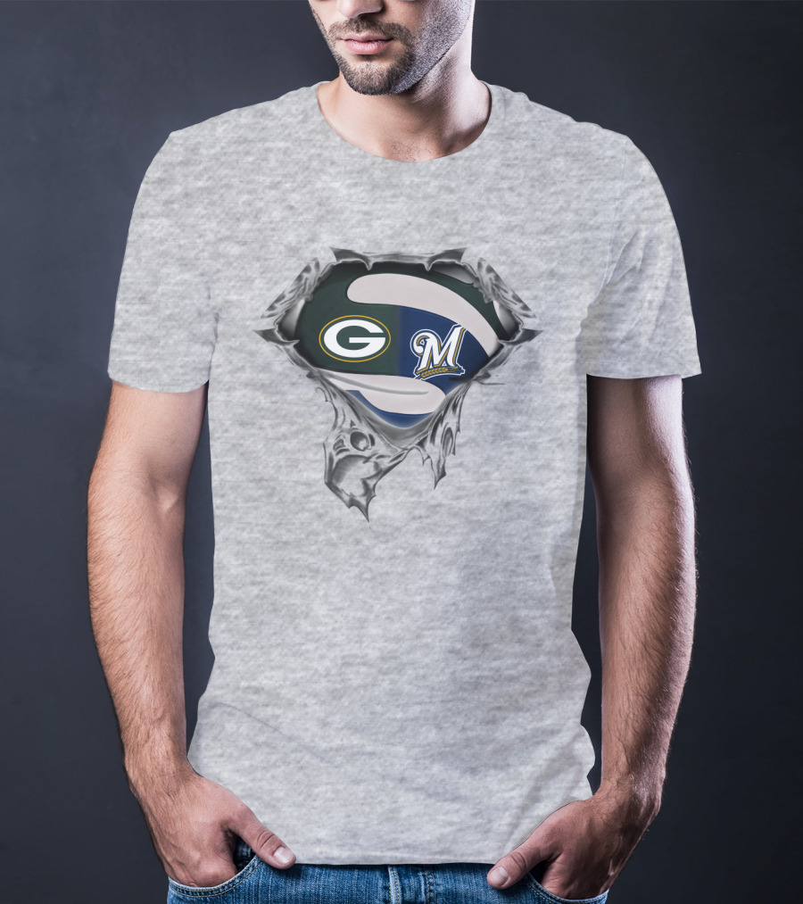 Green Bay Packers Milwaukee Brewers Logo Mashup T-Shirt