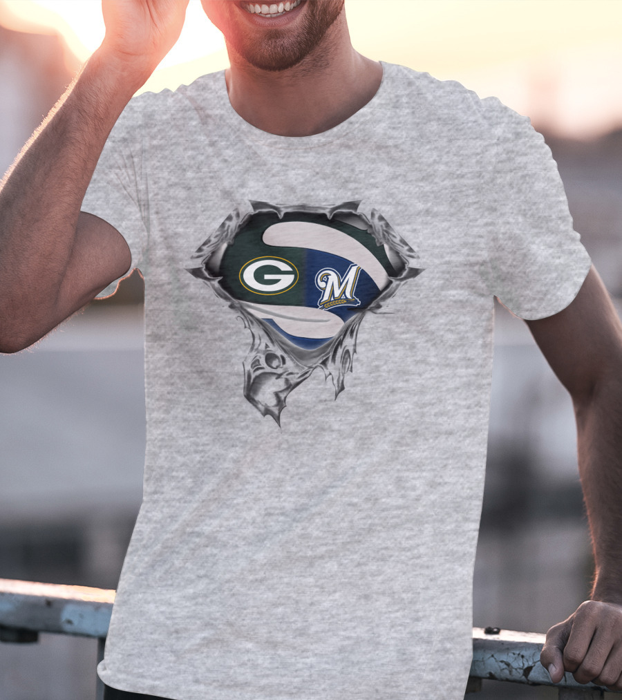 Green Bay Packers Milwaukee Brewers Logo Mashup T-Shirt