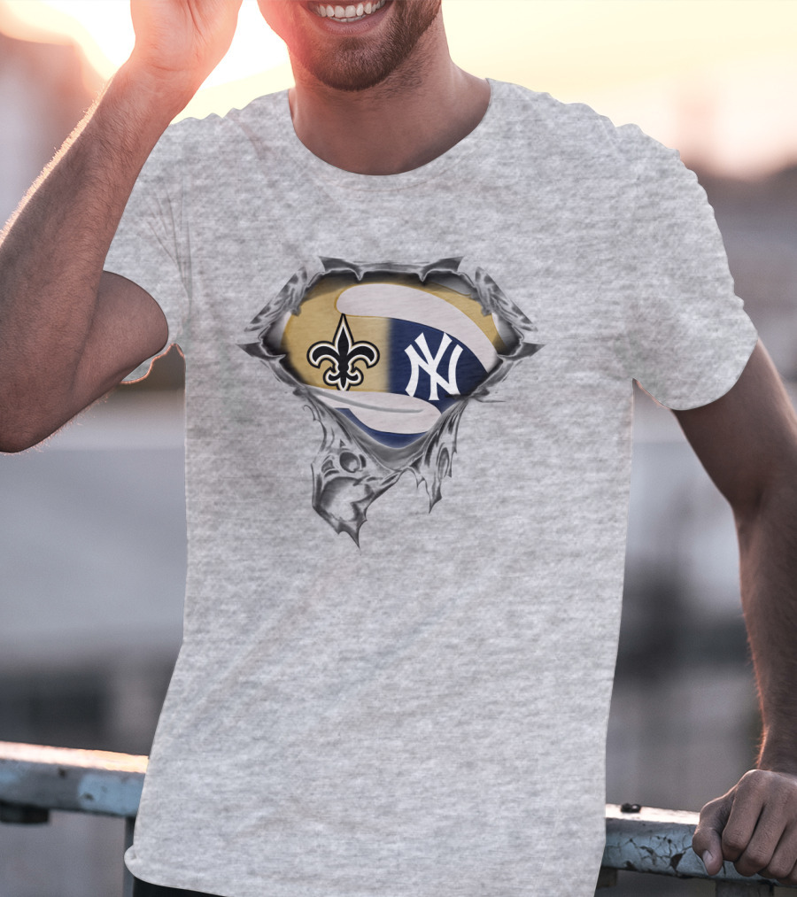 New Orleans Saints And New York Yankees Fusion T-Shirt