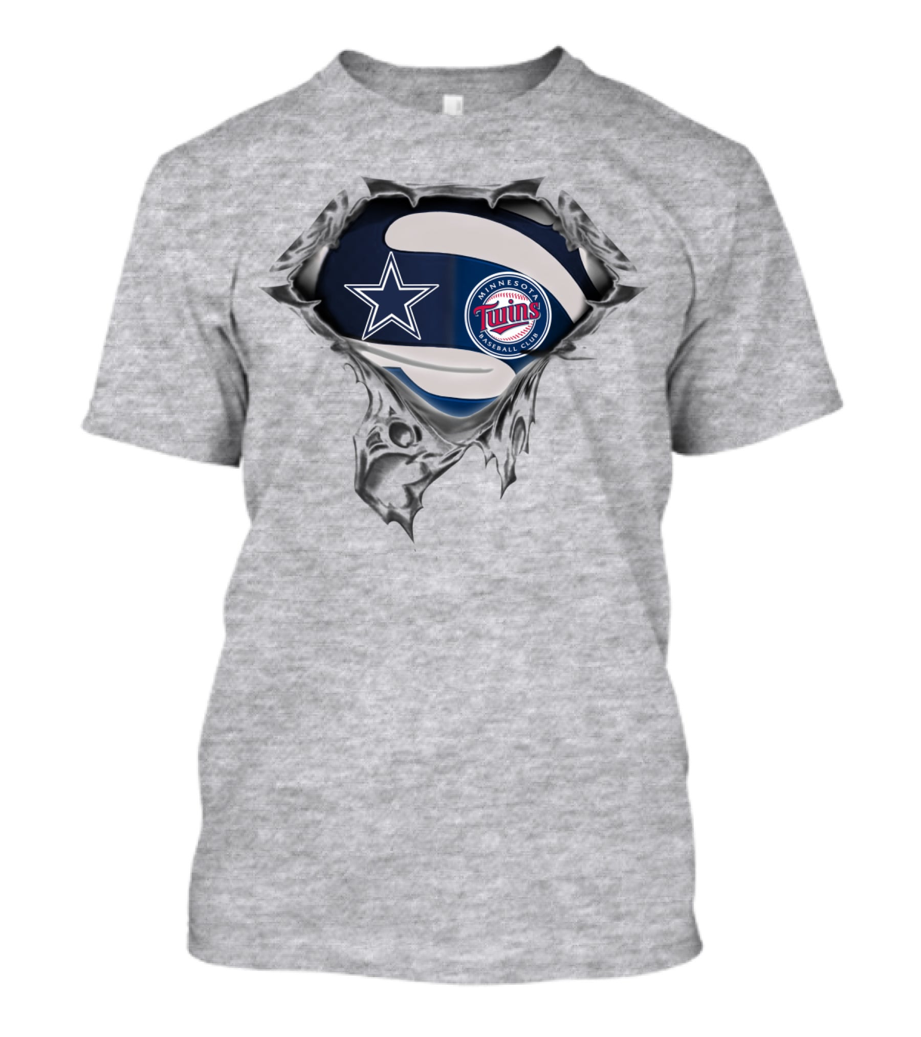 Dallas Cowboys Minnesota Twins Fan Crossover Football Baseball Logos T-Shirt