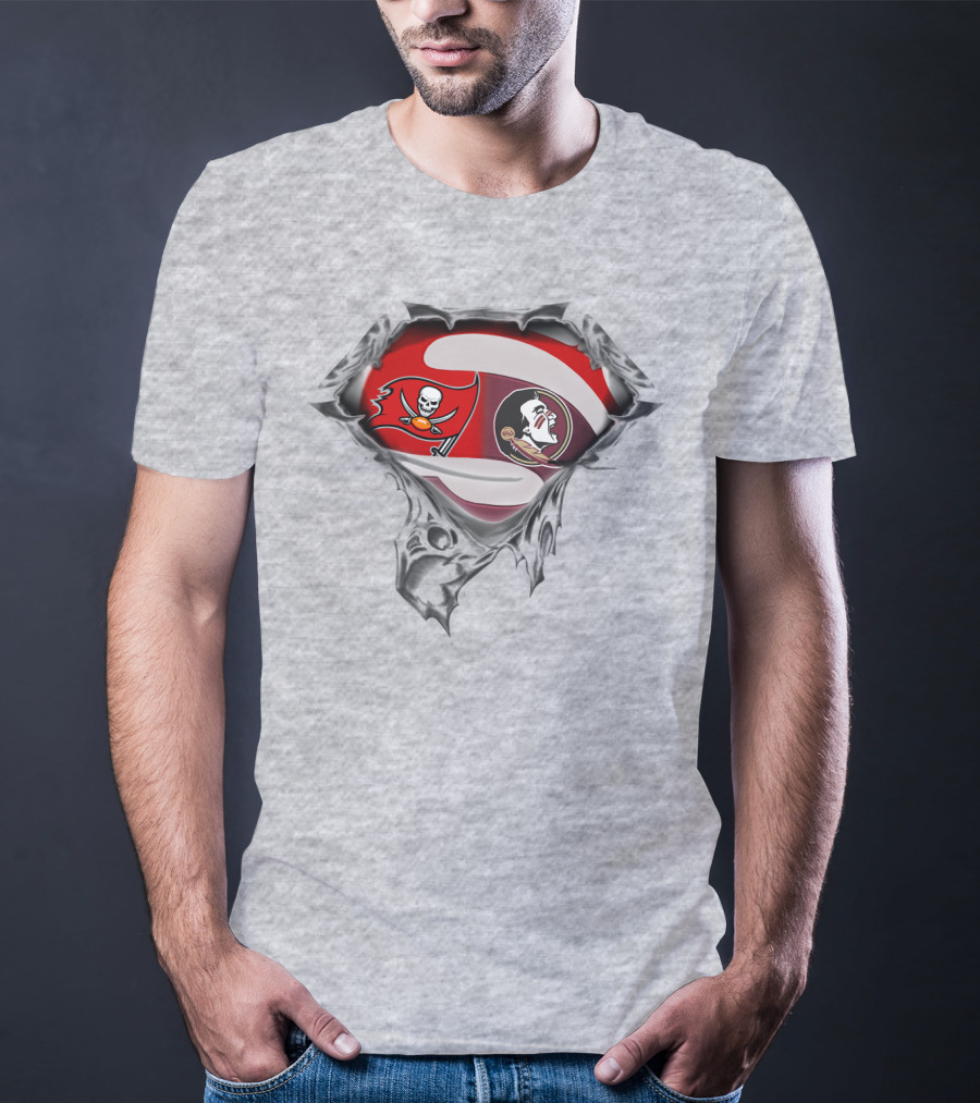 Buccaneers Seminoles Logo Crossover With Pirate And Tribal Warrior T-Shirt