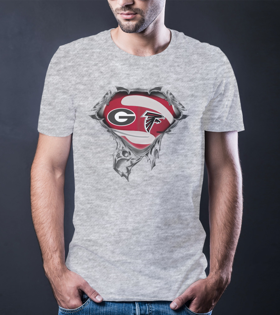 Georgia Bulldogs Atlanta Falcons Logo Mashup T-Shirt