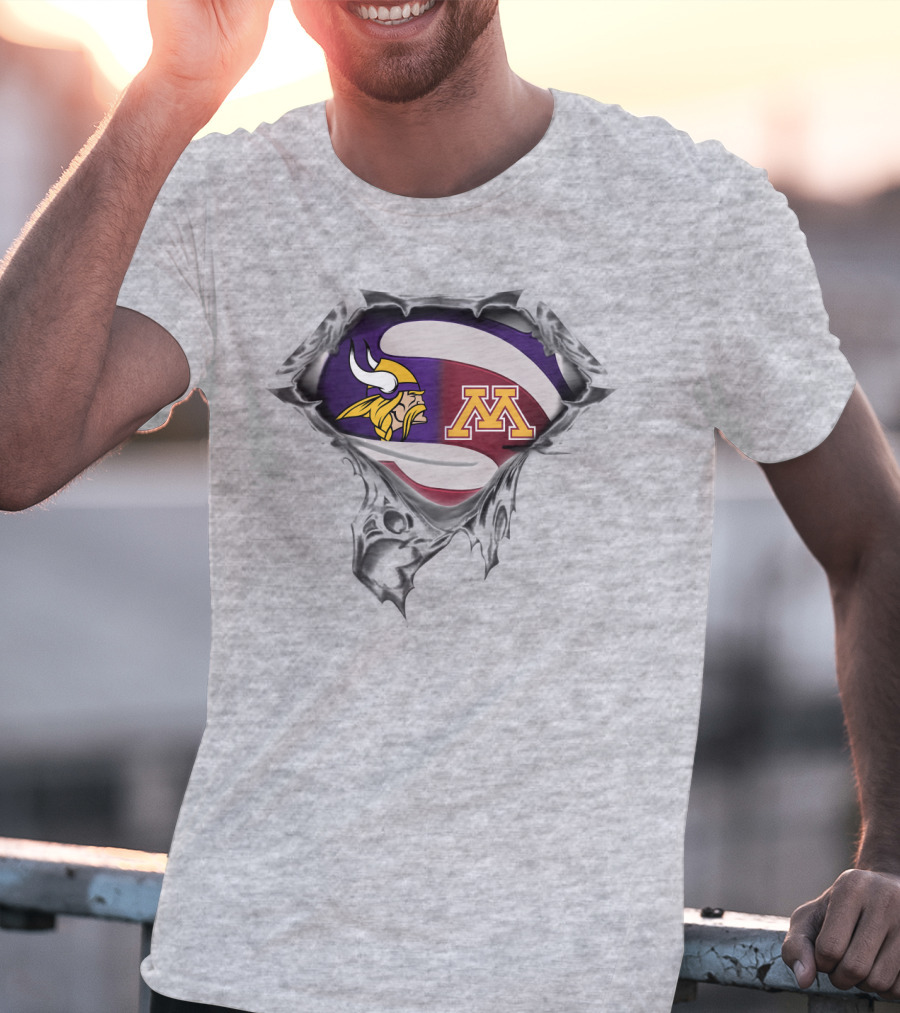 Vikings Minnesota Golden Gophers Logo Superhero Shield T-Shirt