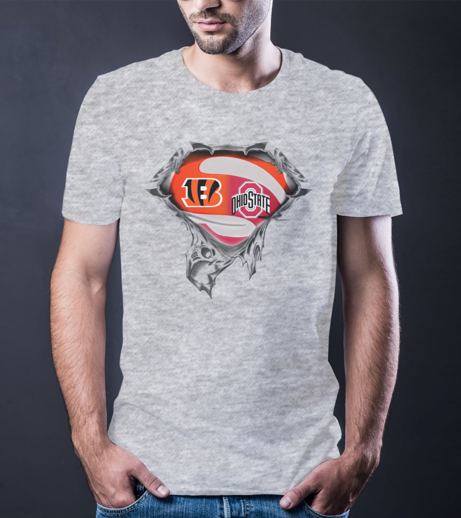 Bengals Ohio State Football Fusion Under Superhero T-Shirt