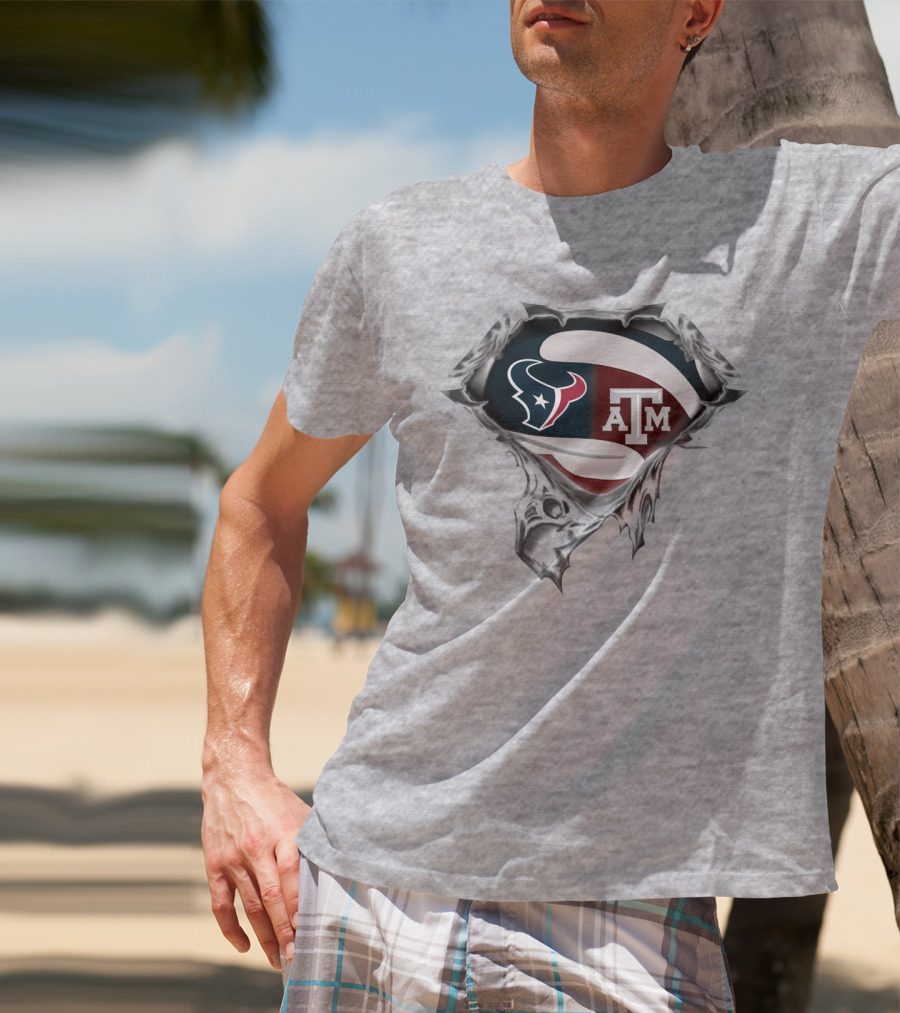 Texans A&M Aggies Logo Fusion Superhero Symbol T-Shirt