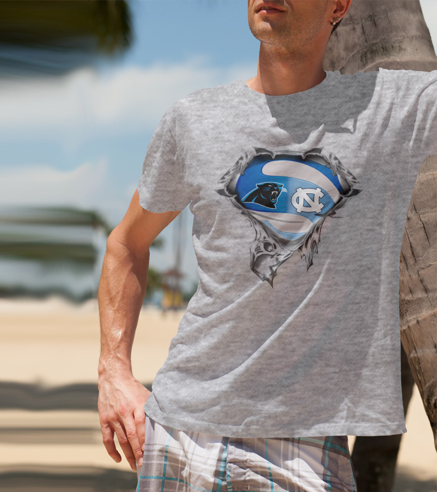 Carolina Panthers Tar Heels Nc Logo Mashup T-Shirt