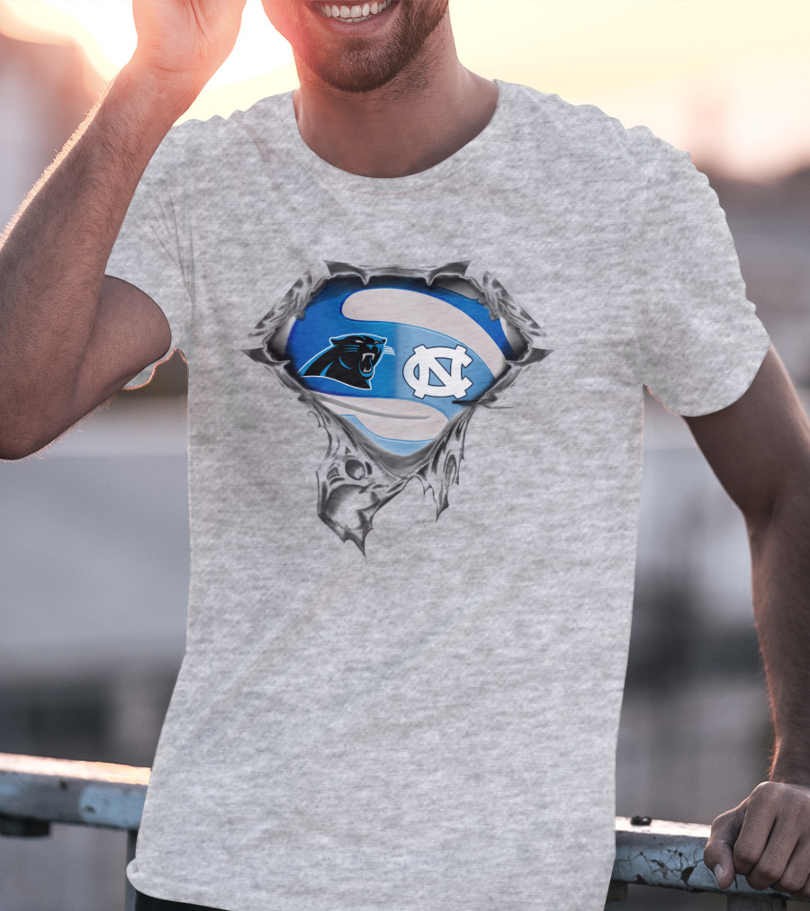 Carolina Panthers Tar Heels Nc Logo Mashup T-Shirt
