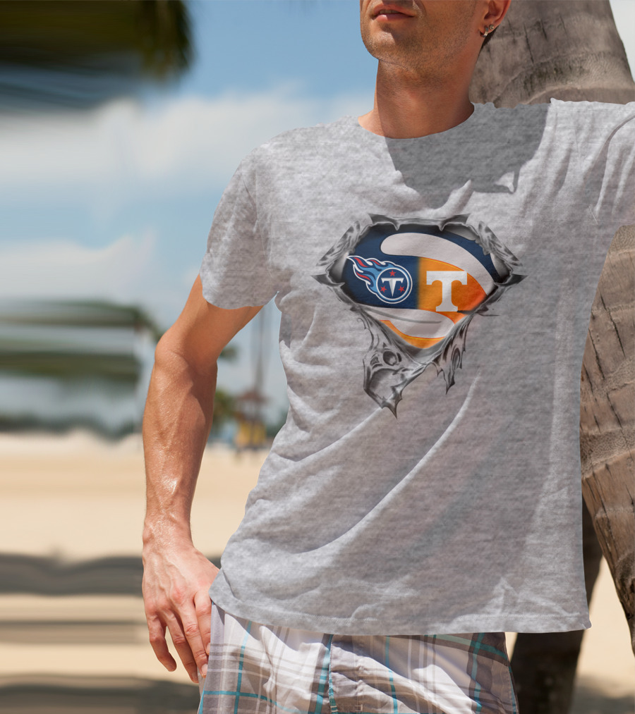 Tennessee Titans Volunteers Crossover Logo Superhero Theme T-Shirt