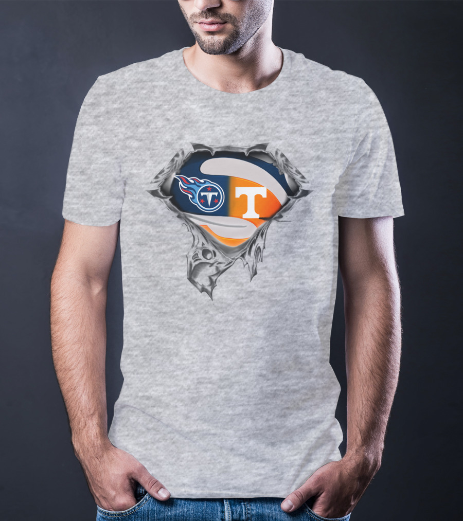 Tennessee Titans Volunteers Crossover Logo Superhero Theme T-Shirt