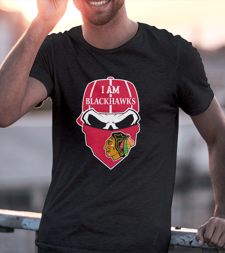 I Am Blackhawks Chicago Blackhawks Skull T-Shirt