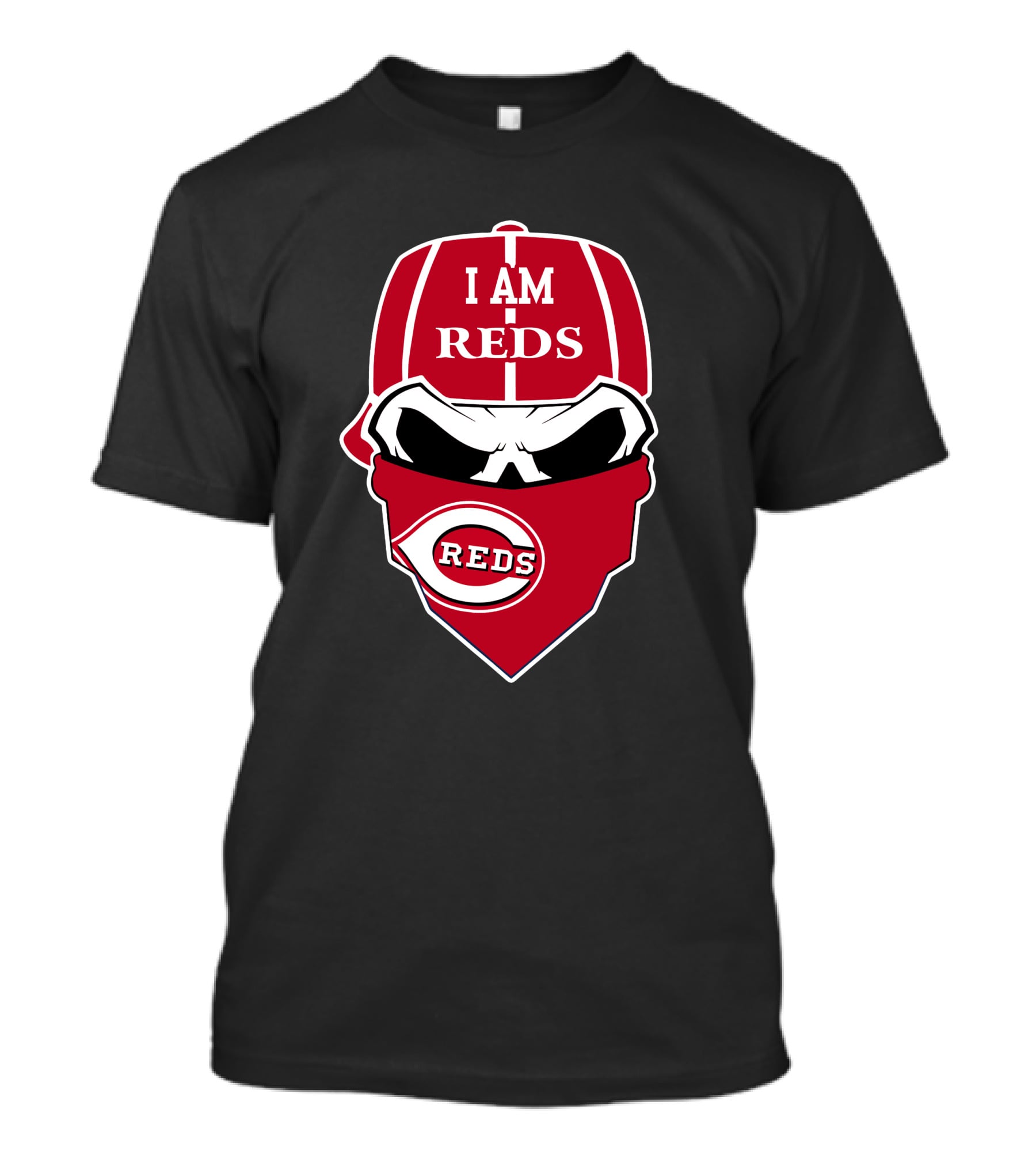 I Am Reds Cincinnati Reds Skull Logo Bandana T-Shirt