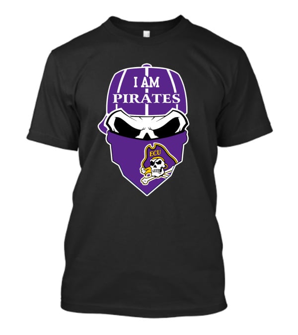 I Am Pirates Ecu Skull Mask Logo East Carolina Pirates T-Shirt