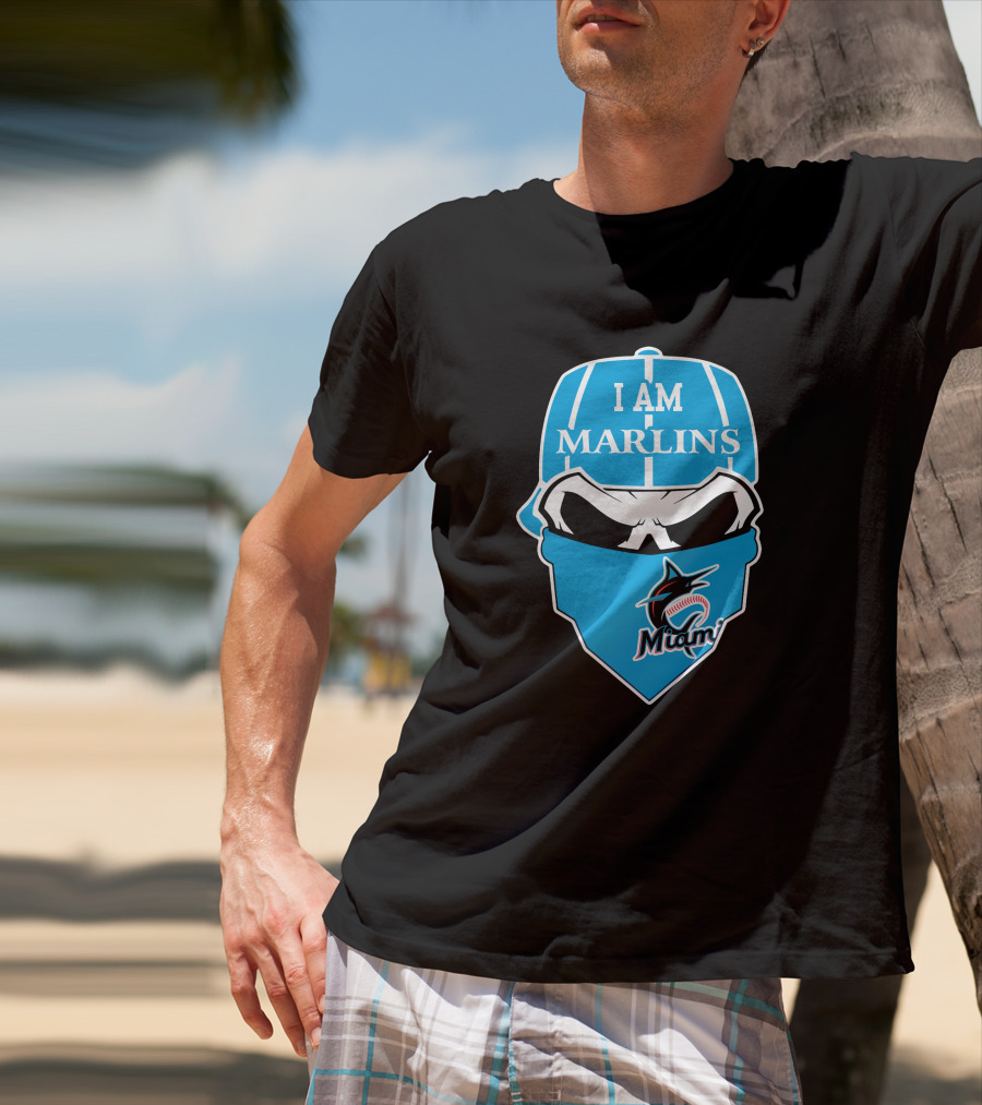 I Am Marlins Miami Marlins Skull T-Shirt