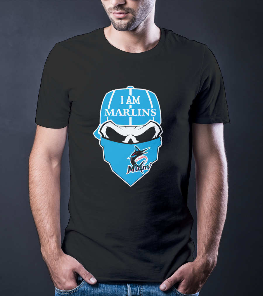 I Am Marlins Miami Marlins Skull T-Shirt