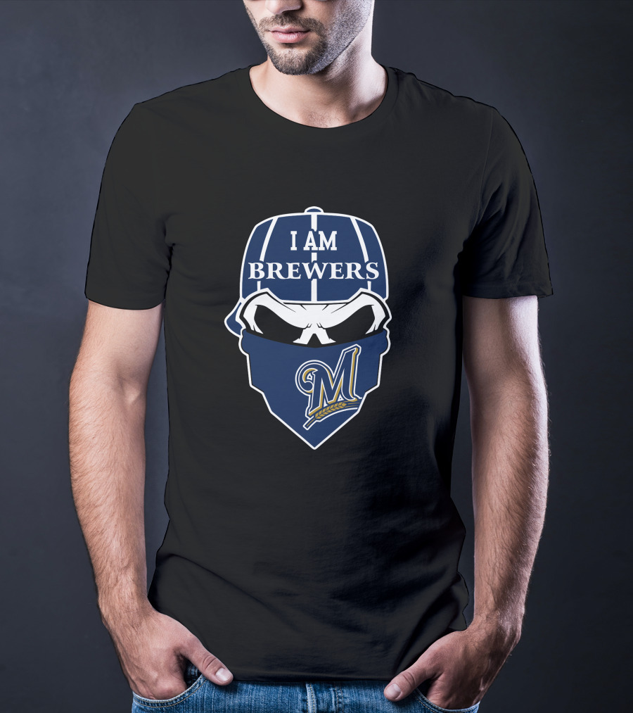 I Am Brewers Milwaukee Brewers Skull M T-Shirt