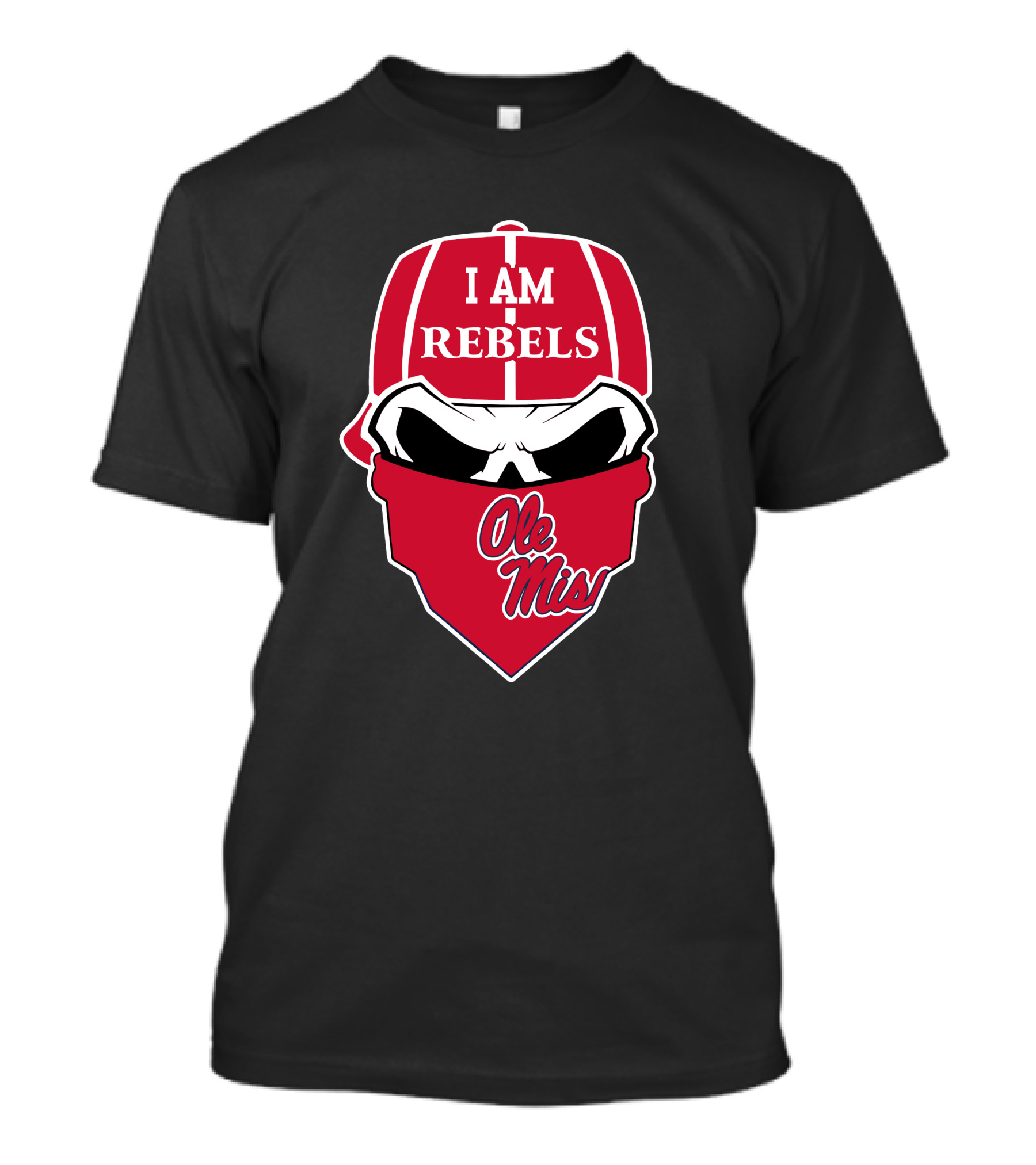 I Am Rebels Ole Miss Skull Face Red Cap T-Shirt