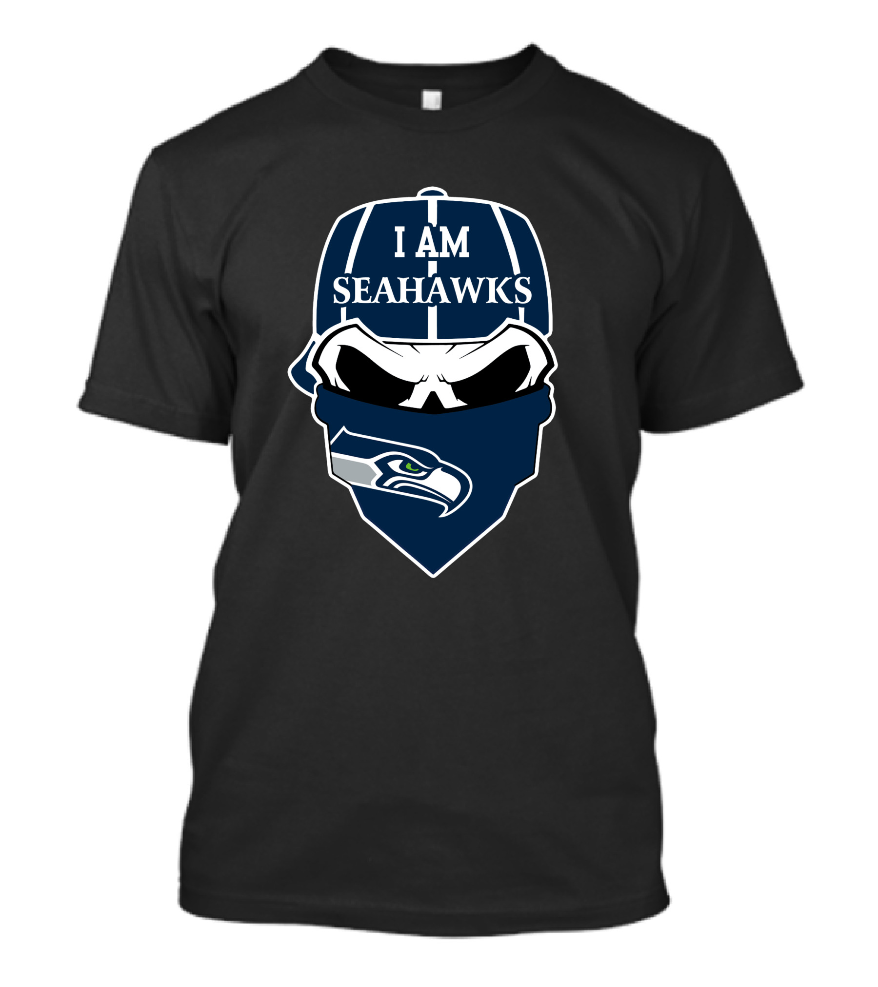 I Am Seahawks Skull Mask With Seattle Seahawks T-Shirt