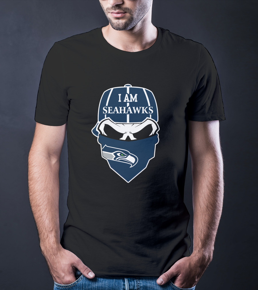 I Am Seahawks Skull Mask With Seattle Seahawks T-Shirt