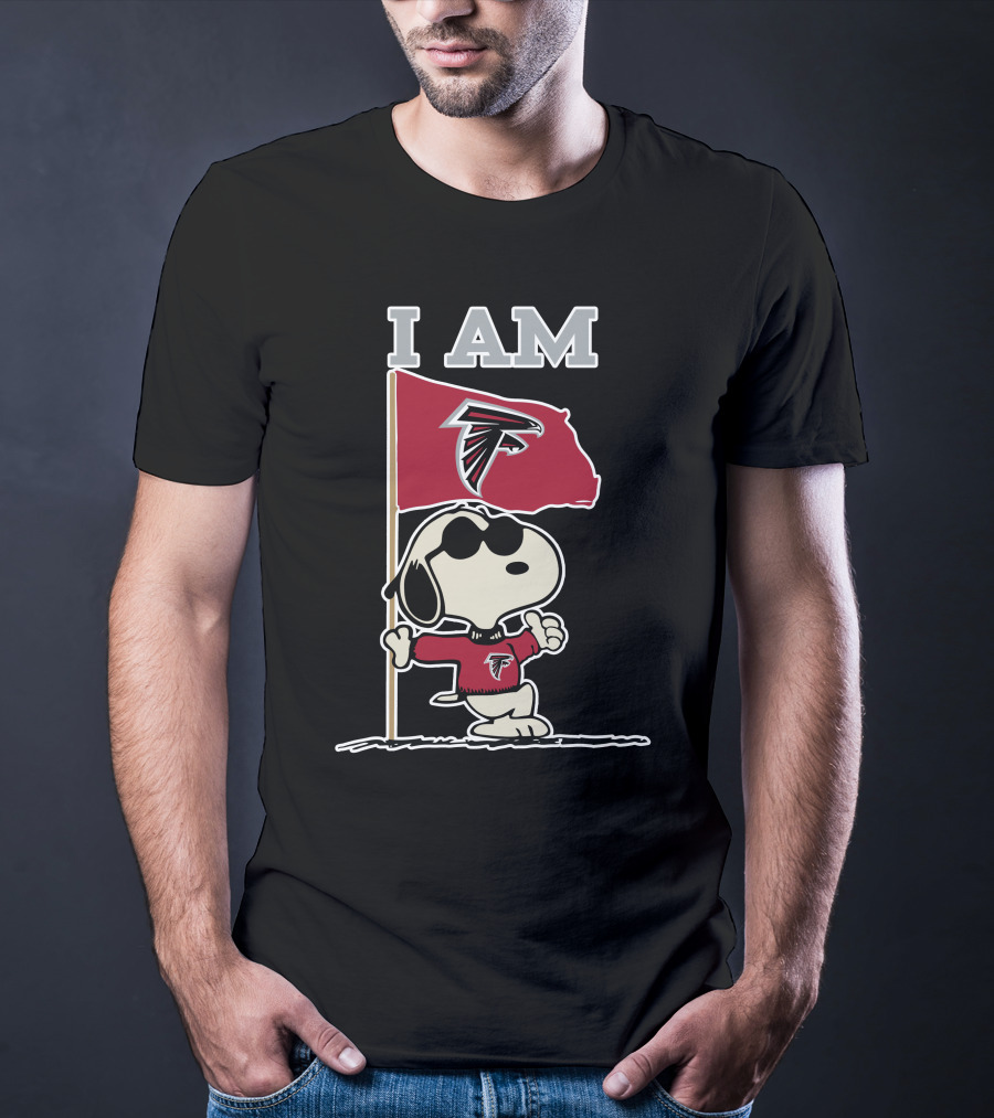 I Am Atlanta Falcons Snoopy Flag T-Shirt