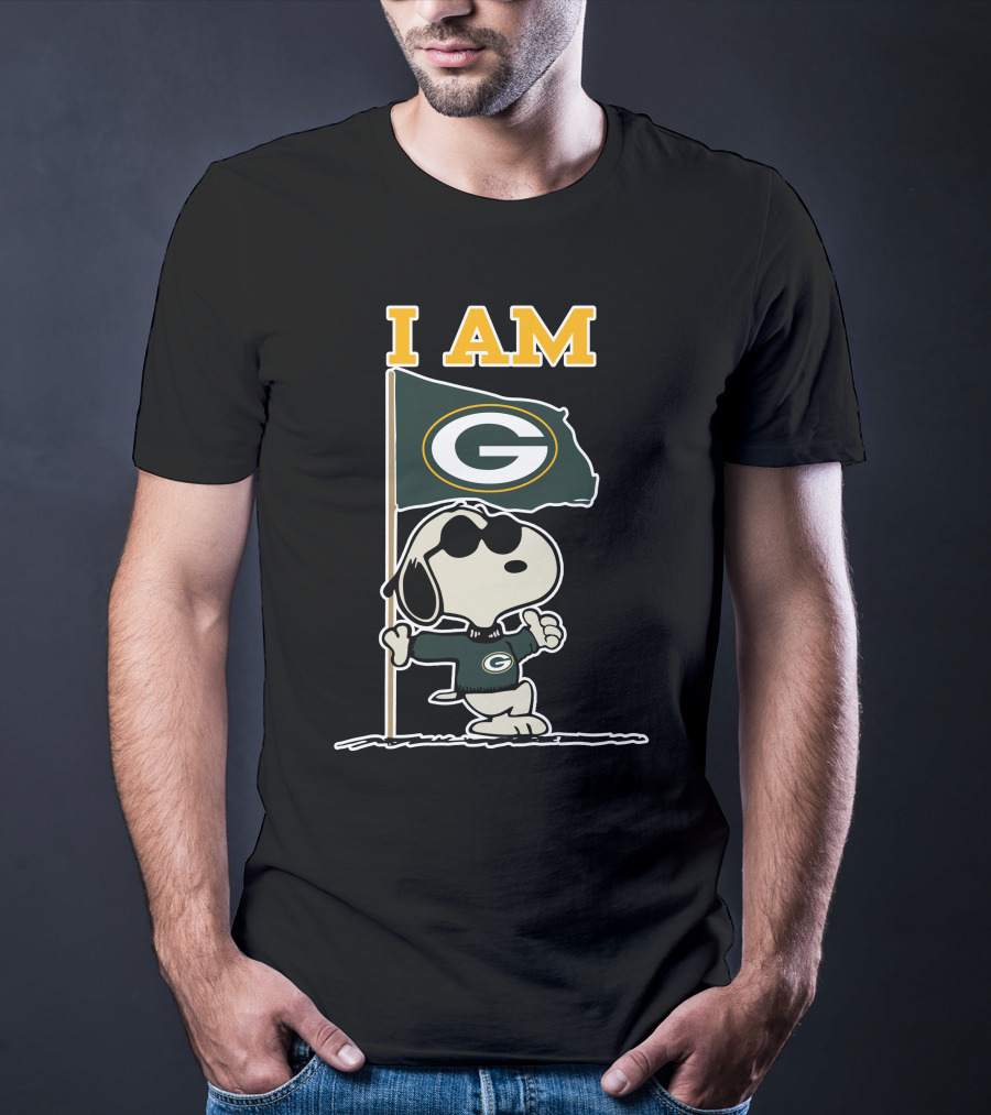 Snoopy Green Bay Packers Flag I Am T-Shirt