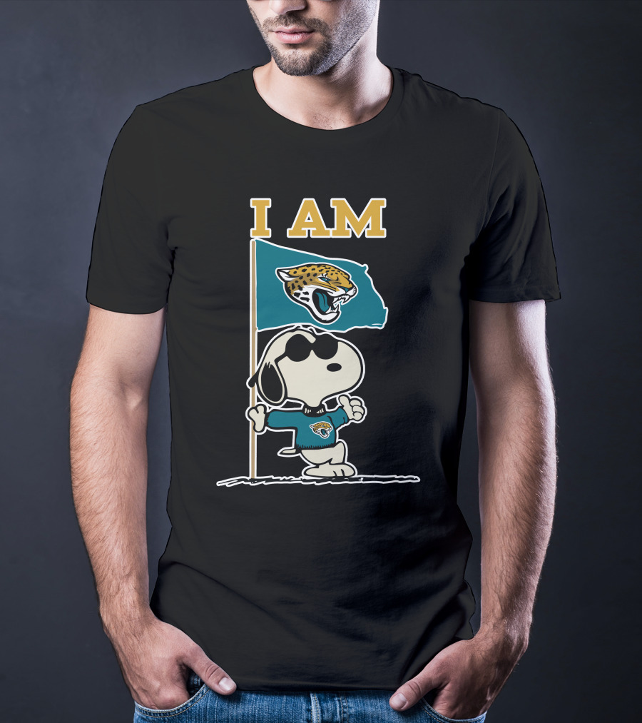 I Am Jacksonville Jaguars Snoopy Flag T-Shirt