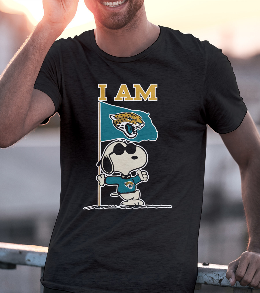 I Am Jacksonville Jaguars Snoopy Flag T-Shirt