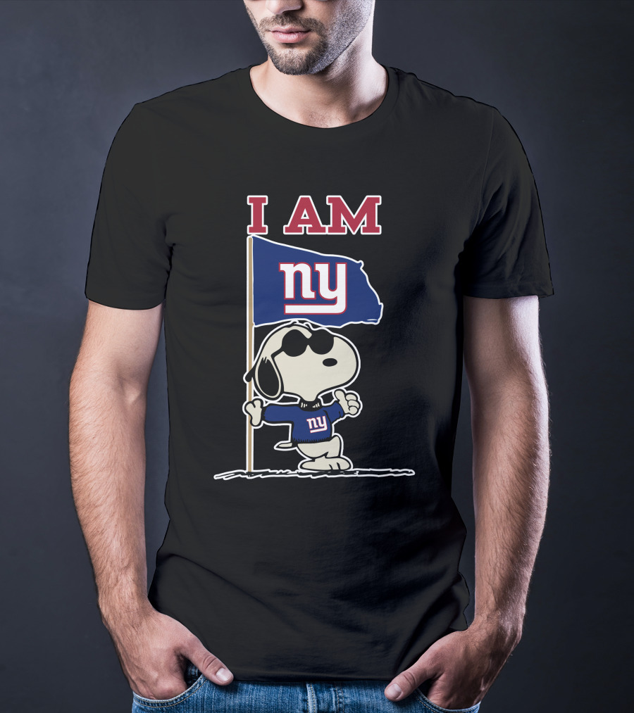 I Am New York Giants Snoopy Flag T-Shirt