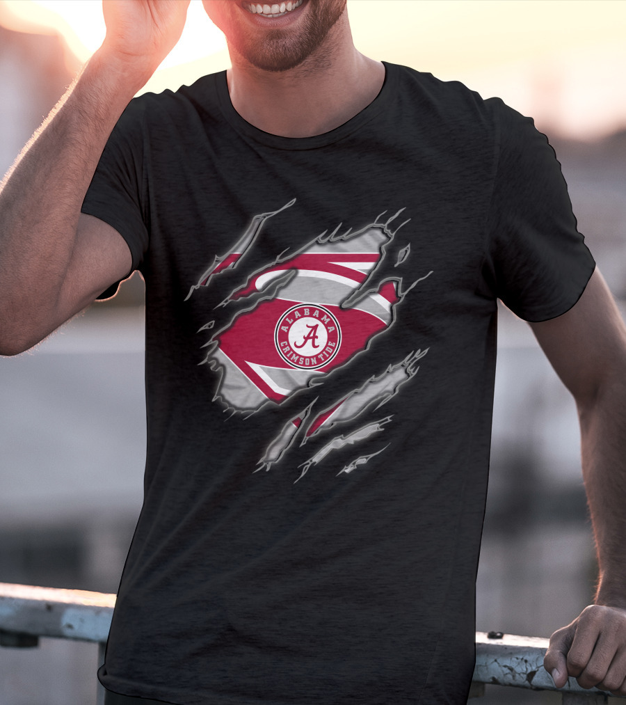Alabama Crimson Tide Superman Logo Emblem With A Symbol And Red T-Shirt