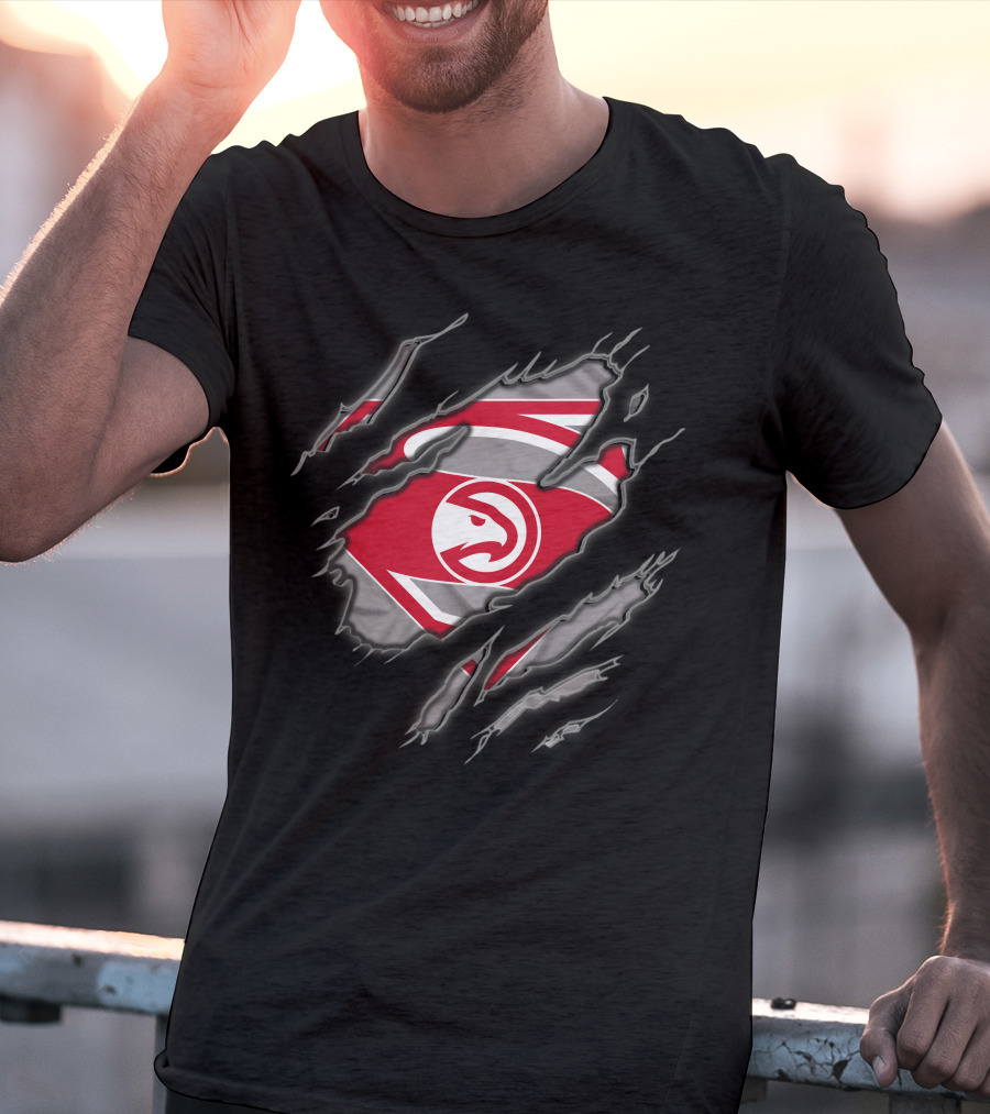 Atlanta Hawks Superman Logo Ripped Reveal T-Shirt