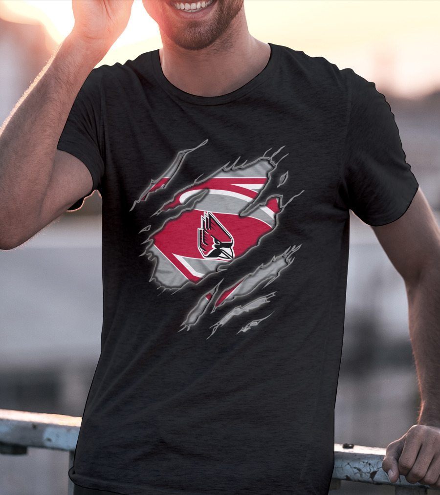 Ball State Cardinals Superman Logo With Claw Marks T-Shirt