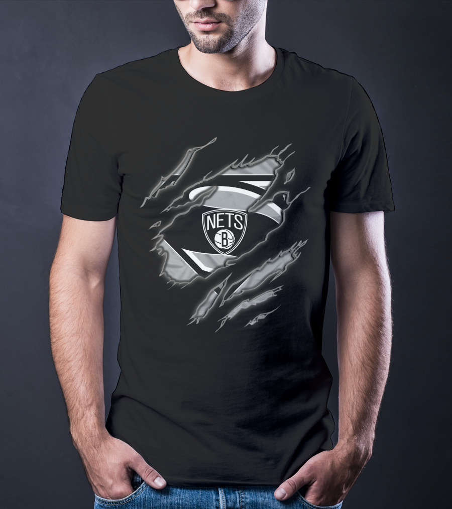 Brooklyn Nets Superman Logo Ripped Effect 1 T-Shirt