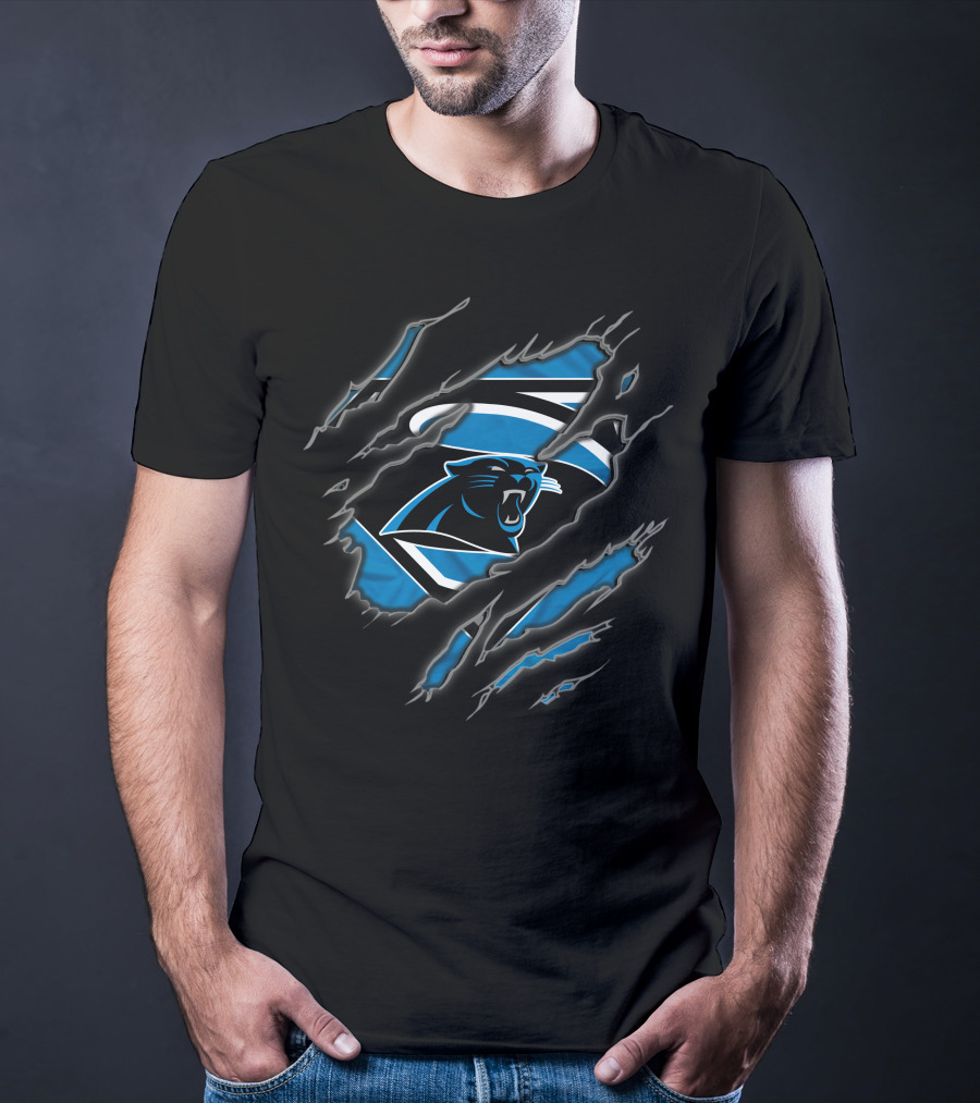 Carolina Panthers Superman Football Claws T-Shirt