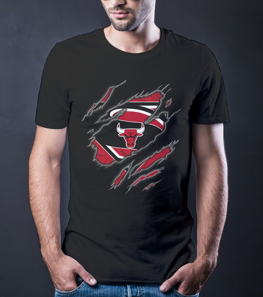 Chicago Bulls Superman Logo Rip T-Shirt