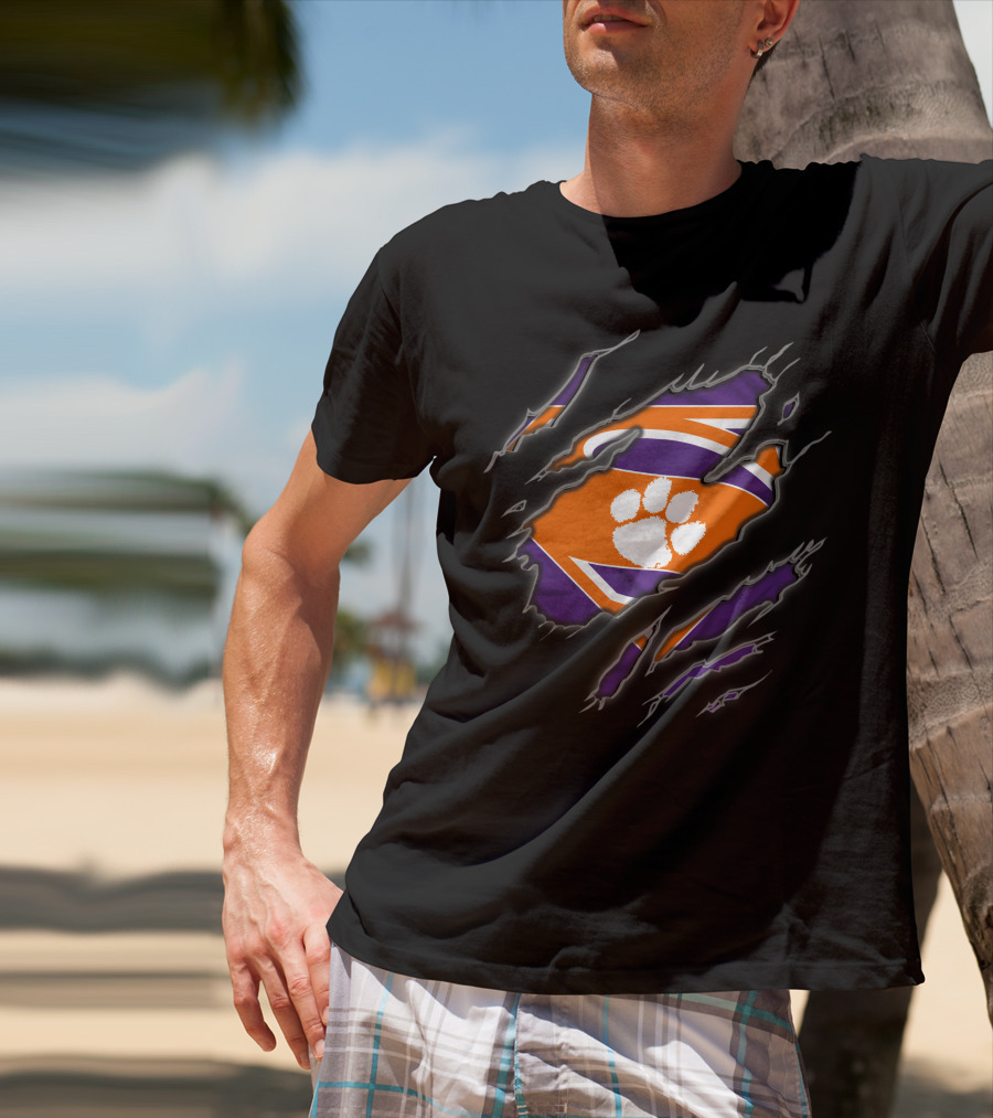 Clemson Tigers Logo Claw Superman 1 T-Shirt
