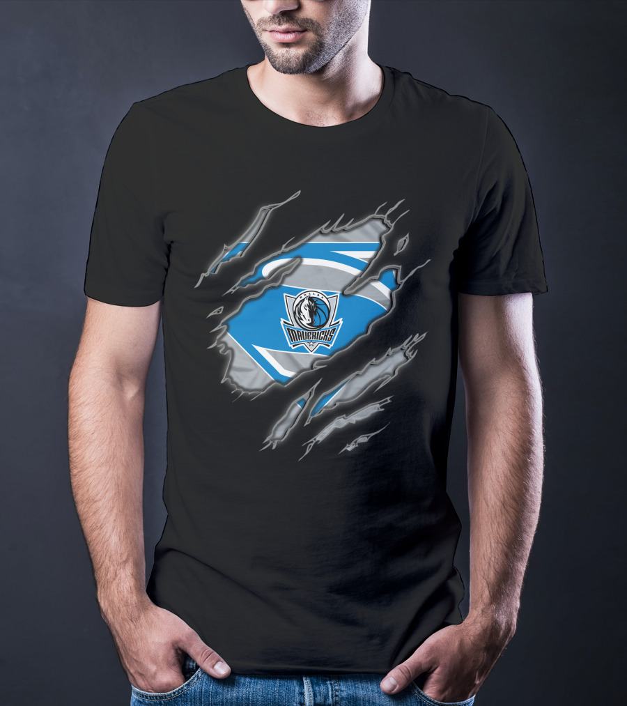 Dallas Mavericks Superman Emblem With Torn Effect T-Shirt