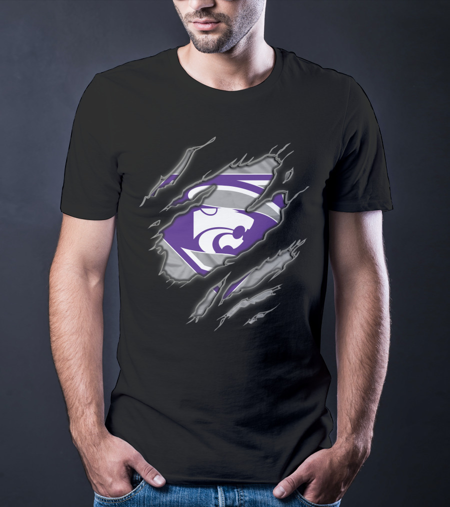 Kansas State Wildcats Superman Logo Claw Marks T-Shirt