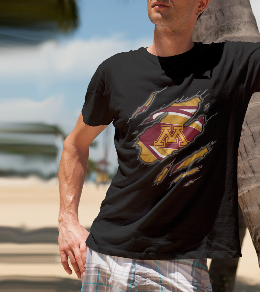 Minnesota Golden Gophers Superman Logo With Claw Marks T-Shirt