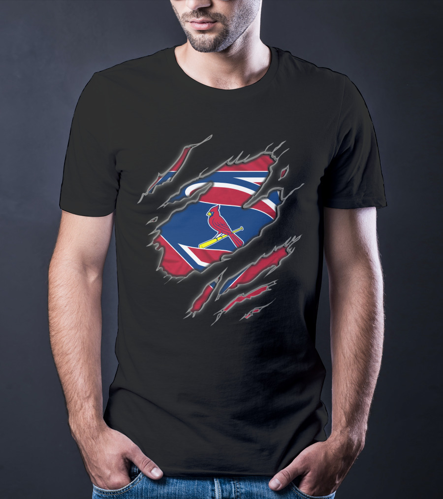St Louis Cardinals Superman Symbol Baseball Logo Torn Effect T-Shirt