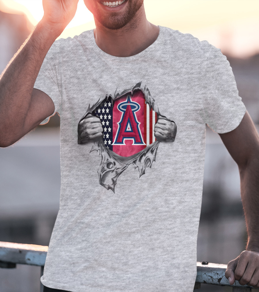 Los Angeles Angels American Flag Peeling Revealed T-Shirt