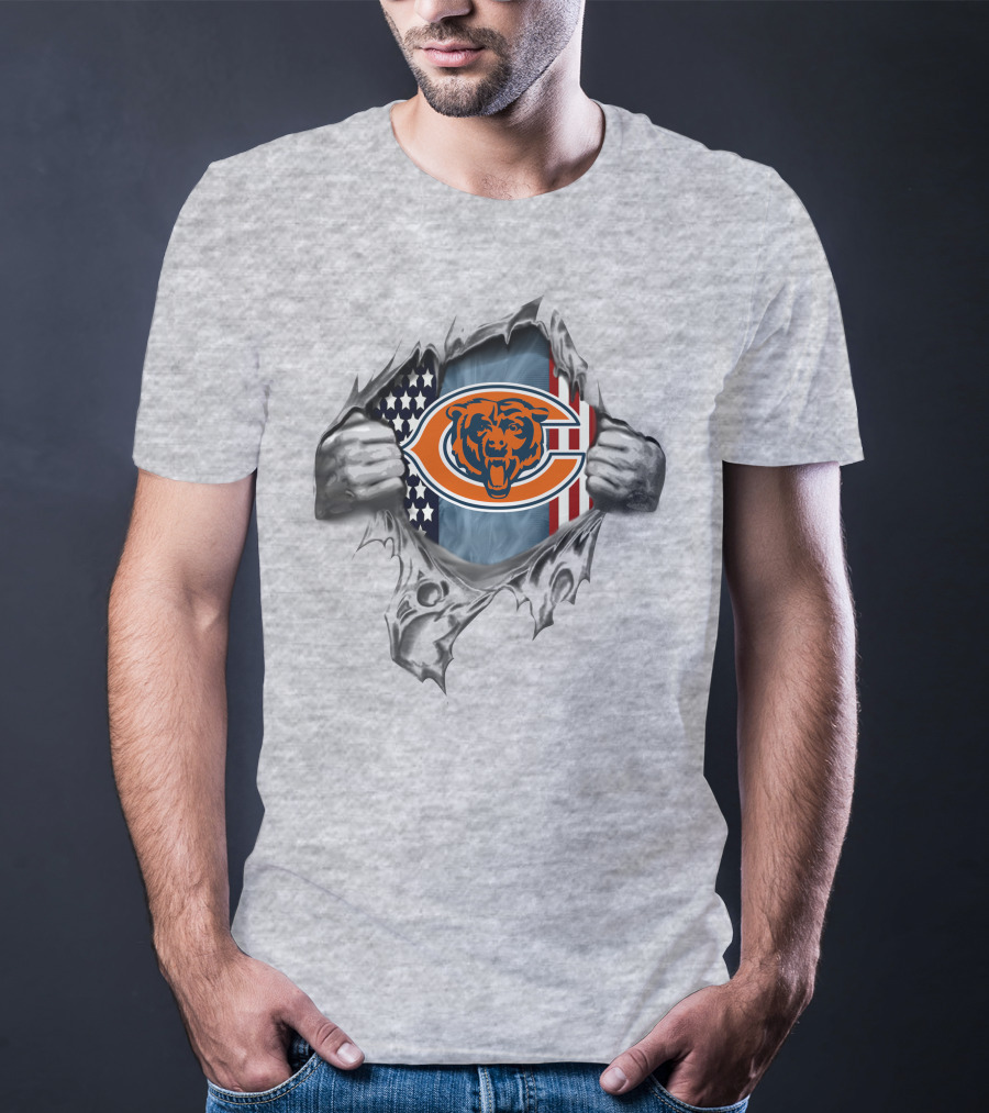 Chicago Bears American Flag Tear T-Shirt