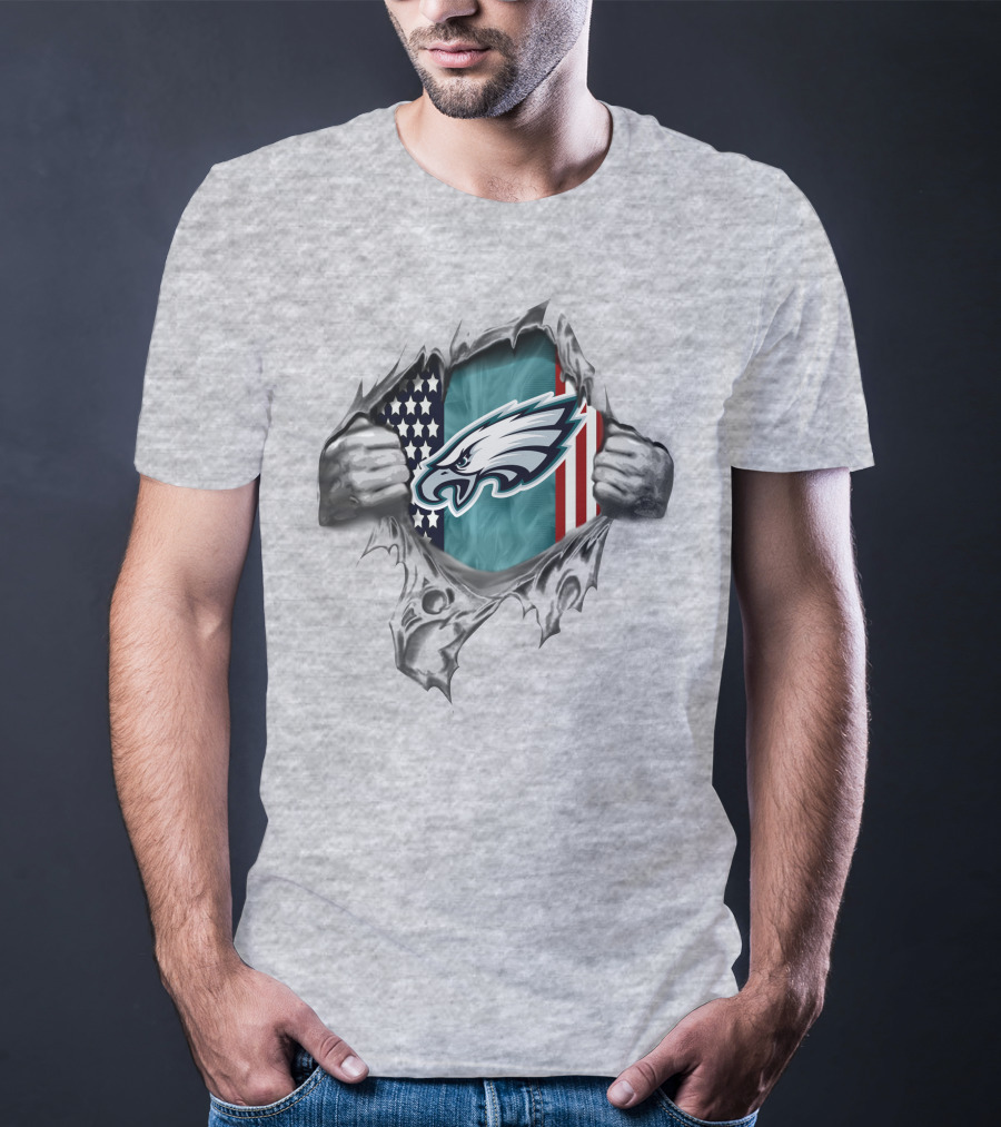 Philadelphia Eagles Logo With American Flag T-Shirt