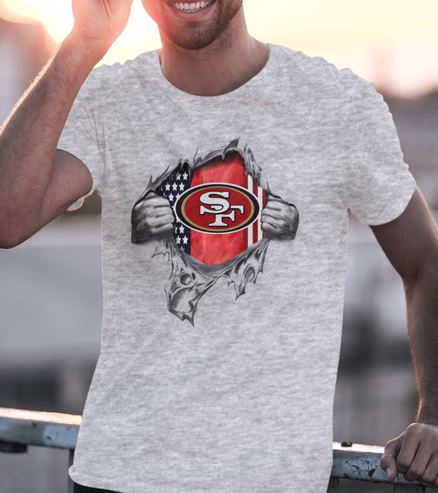 San Francisco 49ers Usa Flag Ripped T-Shirt