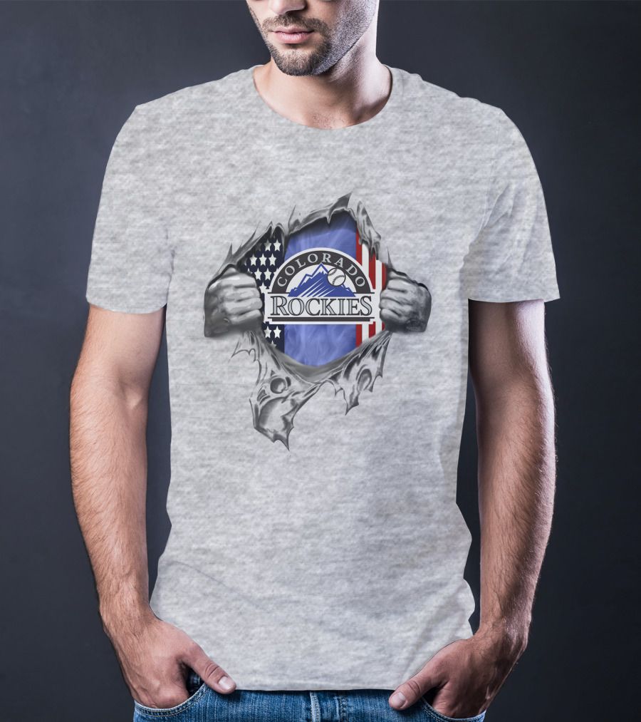 Colorado Rockies American Flag Baseball T-Shirt